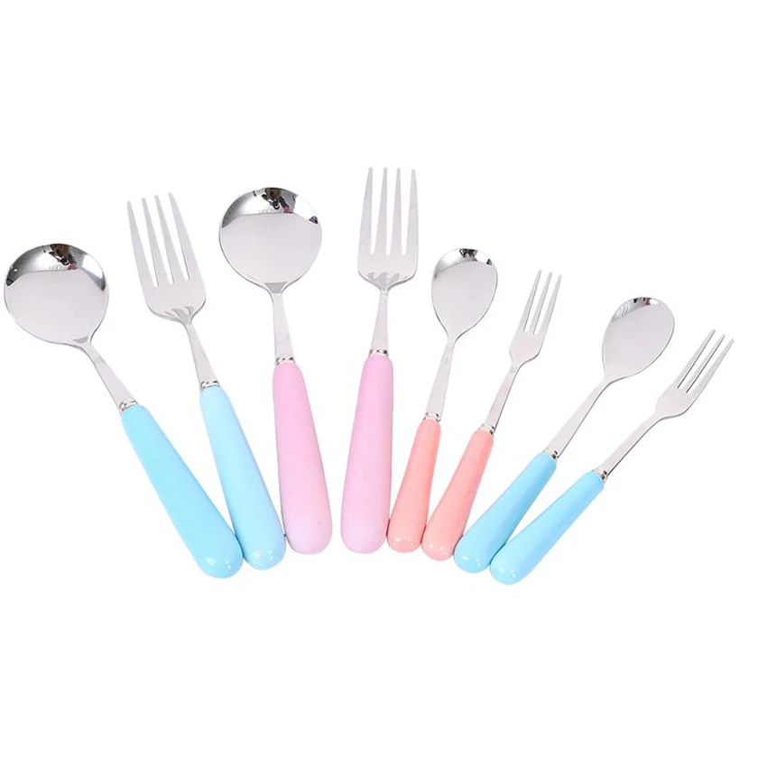 

Small Stainless Steel Flatware Fruit Fork Appetizer Snack Dessert Fork Kitchen for Party Fruit Pick Gadget Spoon And Fork Set
