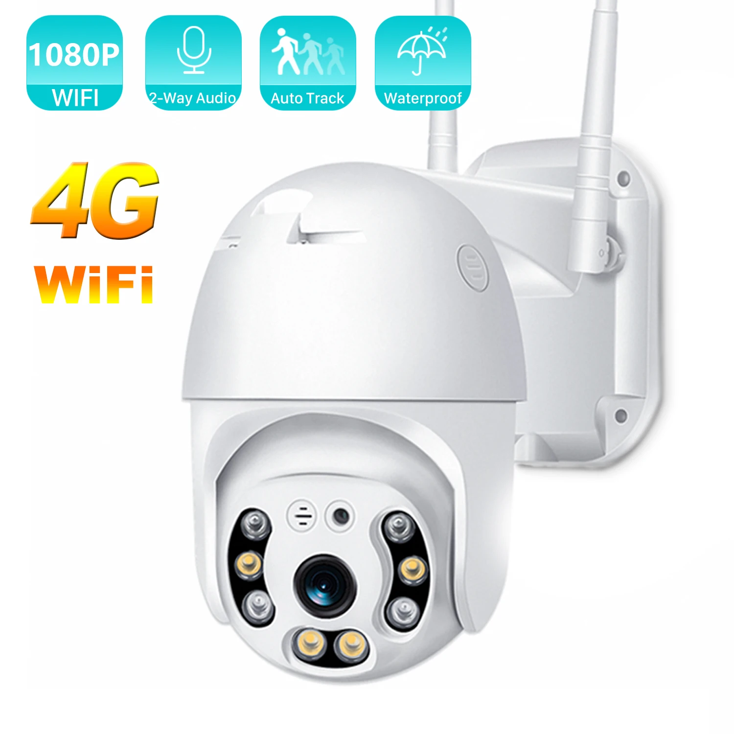 1080P HD WiFi IP-камера 3G 4G 4X камера с цифровым зумом AI Обнаружение гуманоидов PTZ