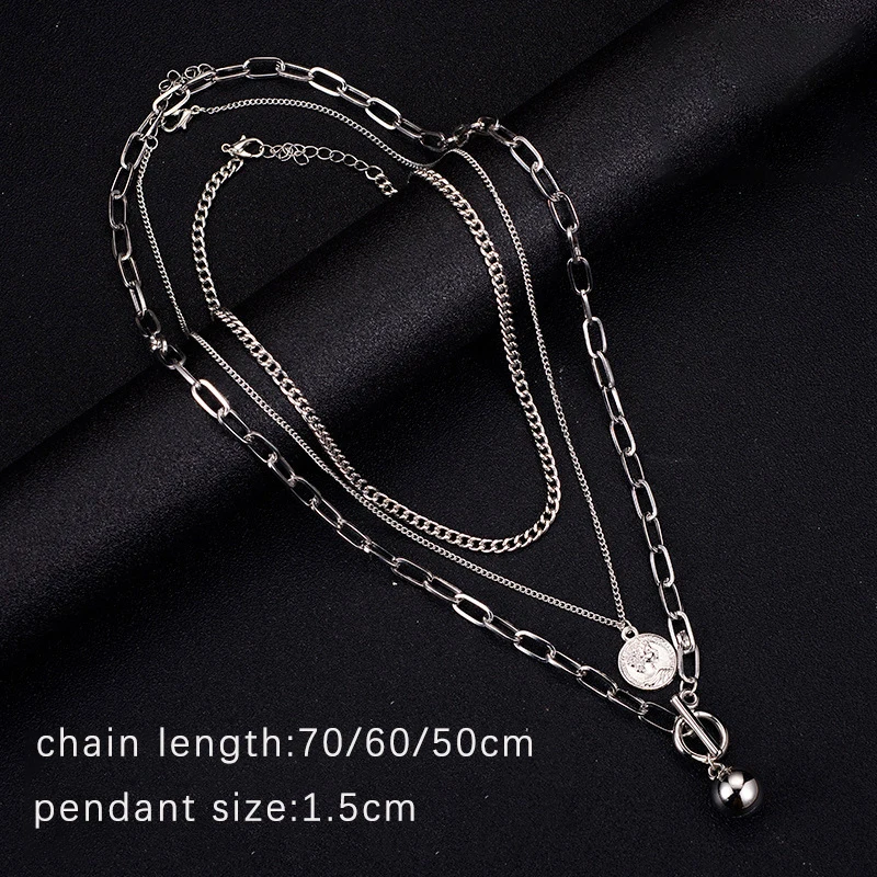 Ожерелье-цепочка многослойное с подвеской в виде шара | Украшения и аксессуары