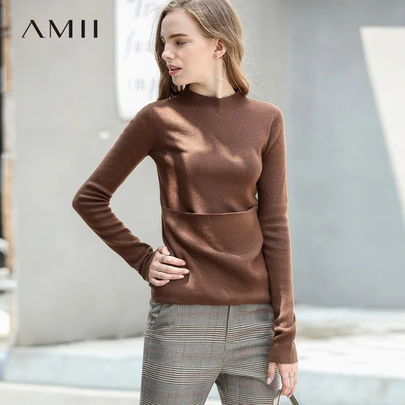 Женский Повседневный свитер Amii весенний однотонный шерстяной пуловер с