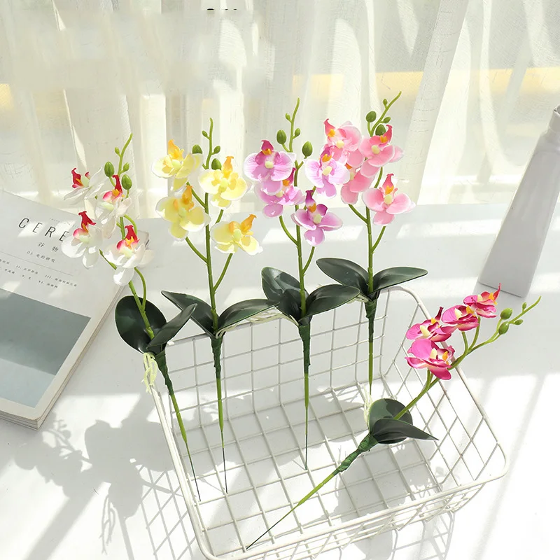 

Small Phalaenopsis Artificial Flower Potted Decorative Plants Home Office Decor Fake Flowers Orchid Bonsai Garden Beautify