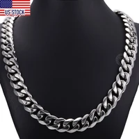 14 5mm wide heavy polished 316l stainless steel mens necklace cut curb cuban link chain male jewelry dropshipping dhn48
