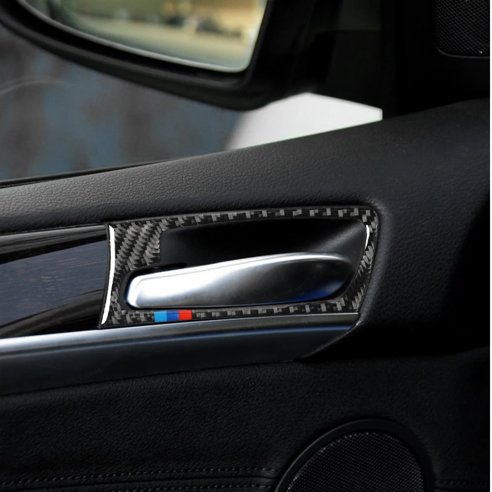 4 шт. наклейки на внутреннюю дверную ручку из углеродного волокна для BMW X5 E70 X6 E71