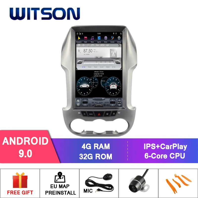 

WITSON Android 9.0 TESLA STYLE For FORD RANGER 2008-2014 4GB 32GB GPS NAVIGATION AUTO STEREO VERTICAL SCREEN+DAB+OBD+TPMS