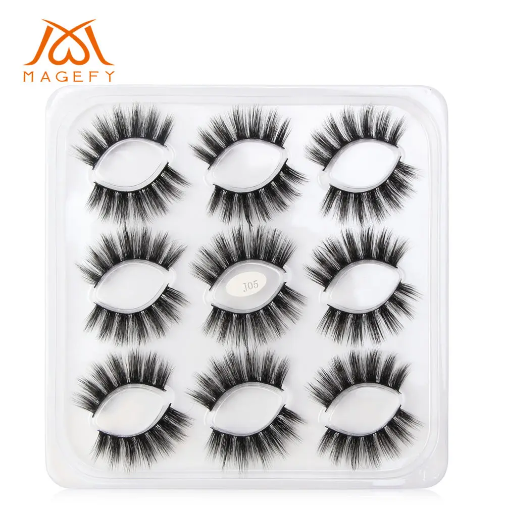 9pairs pack-3DJ05 5/7/9/10 пар в комплекте; 3D норковые ресницы длинные накладные ресницы в виде натуральных пышный объем тонкими поддельные клей для наращивания ресниц Макияж торговля - Цвет: 9pairs pack-3DJ05