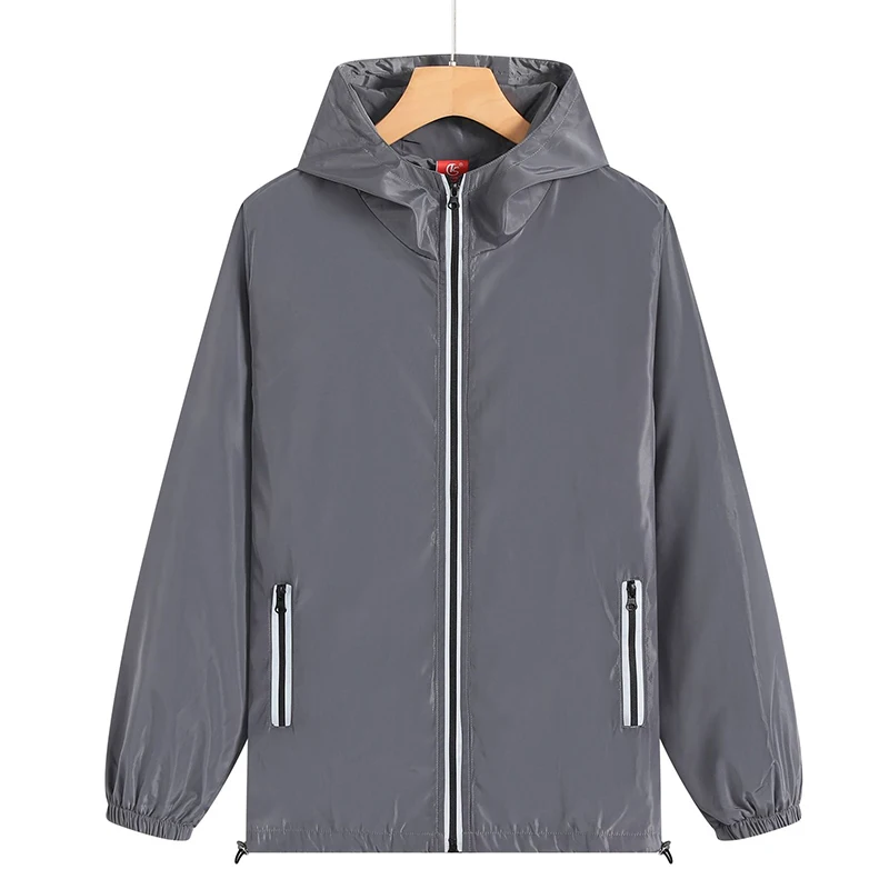 

Custom Logo Mountaineering Clothes Trend Jacket Fashion ReflectiveSstrip Zipper Clothes Print Picture Windbreaker Coat