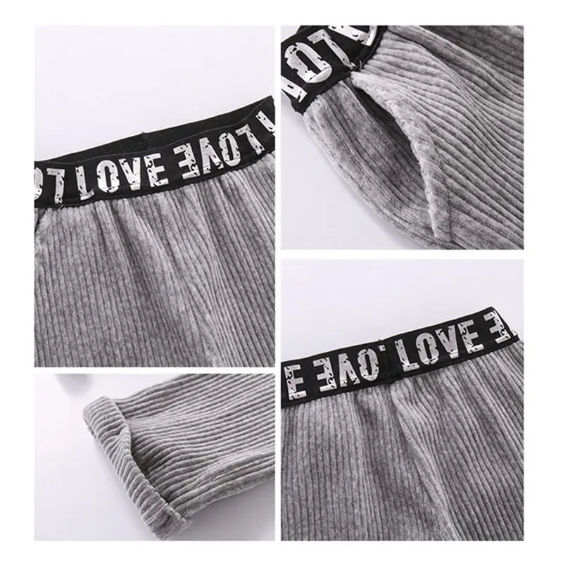 

Teen Girls Autumn Pants Elastic Waist Kids Pants Loose Casual Letters Bright Corduroy Pants Children's Trousers 8 10 12 13 Years
