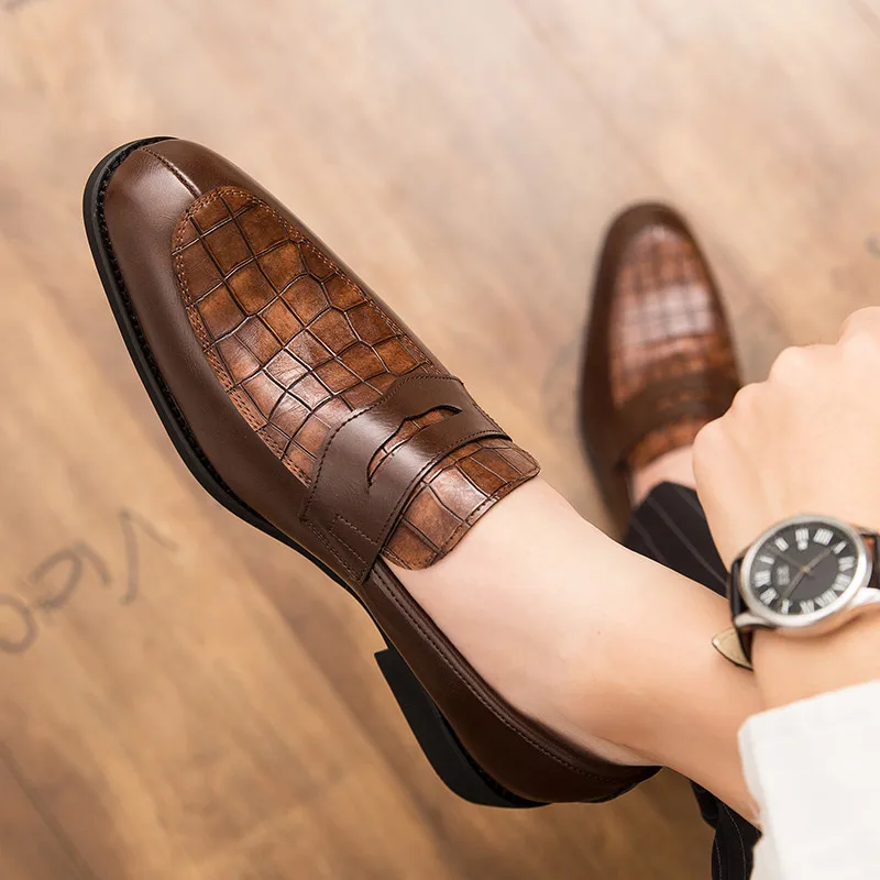 

Brand Men Casual Shoes Formal Men's Designer Loafers Luxurious Leather Stitching Summer Fashion High Quality Party Wedding