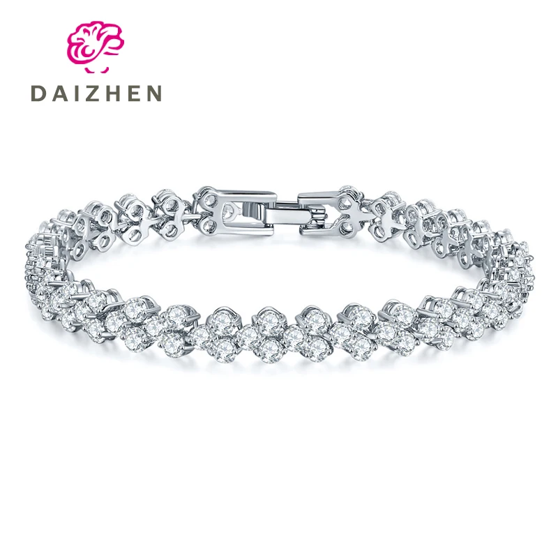 

Fashion Charm AAA Cubic White Zircon Material Silver Rose Colors Jewelry Bracelets For Woman/Man Elegance Wedding Party Gift