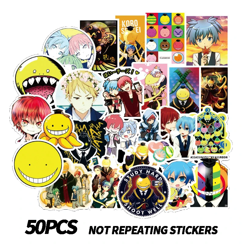 

50Pcs Japan Anime Assassination Classroom Graffiti Cartoon Stickers for Luggage Laptop Skateboard Bicycle Decal Pegatina Sticker