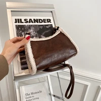 autumn winter cashmere womens messenger bag cashmere edge pu leather handbag light luxury retro fashion one shoulder waist bag