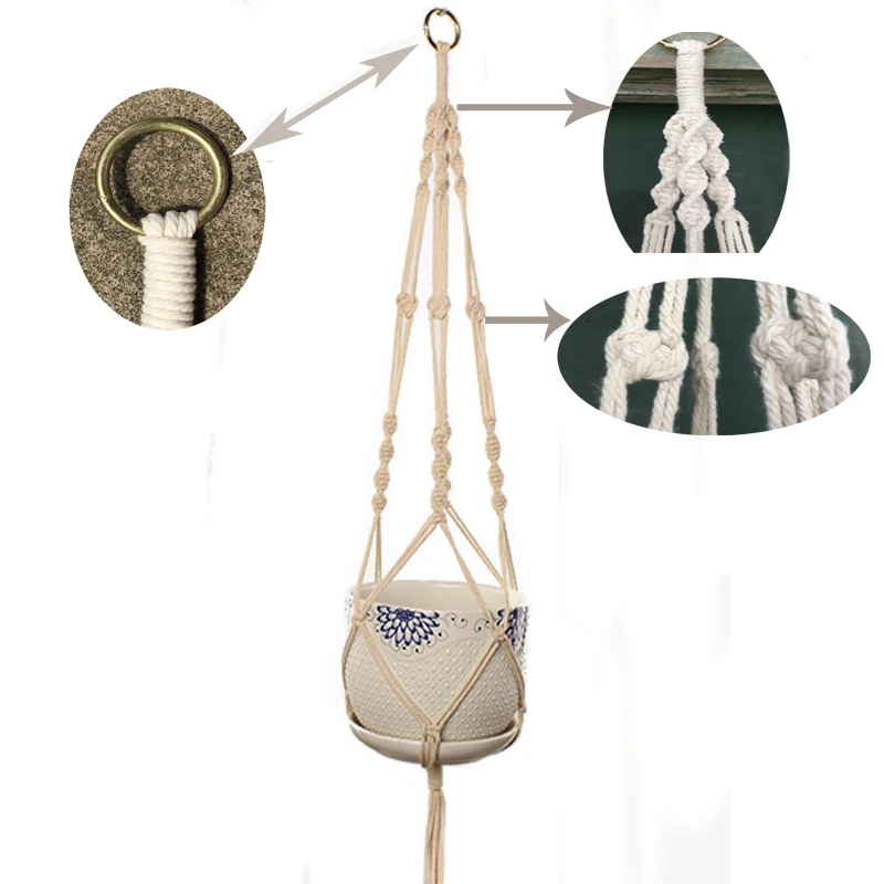 Hot sales handmade macrame plant hanger flower /pot hanger for wall decoration countyard garden