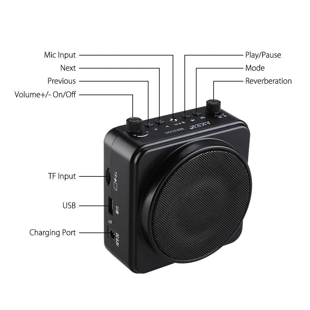 Aker MR2500W 22W Портативный беспроводной Bluetooth 2200mA усилитель голоса динамик гарнитура