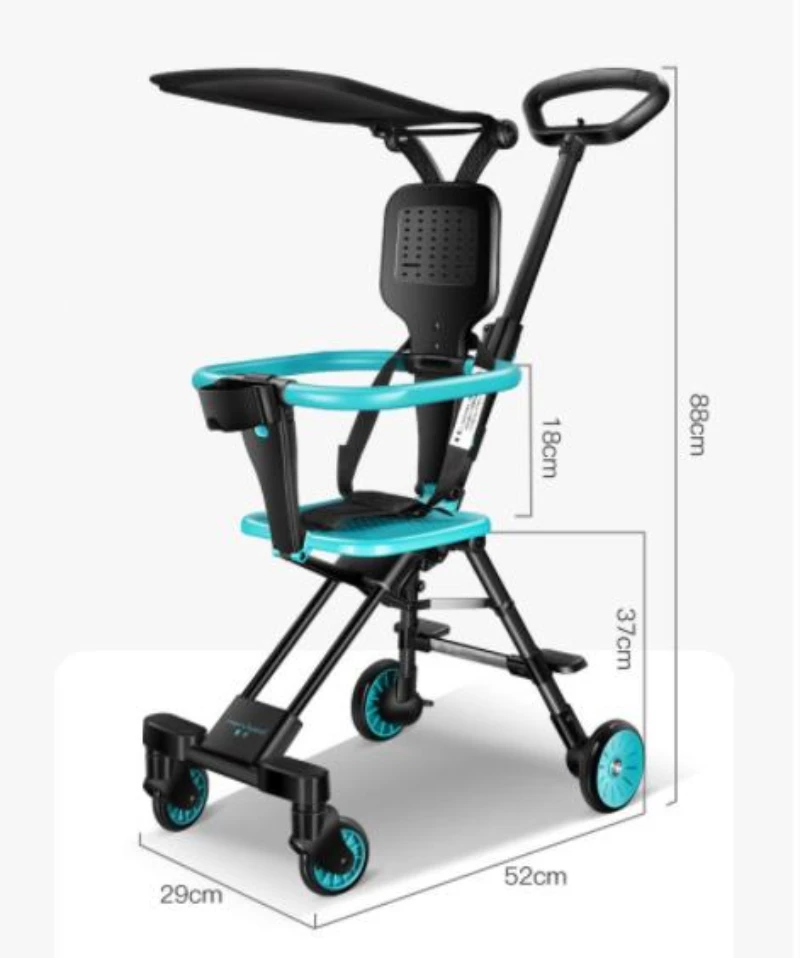 저렴한 초경량 휴대용 가역 4 바퀴 아기 유모차 2 1 접는 아기 식사 의자 신생아 아기 요람 캐리지 6M-3Y