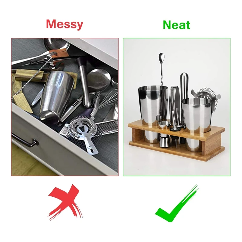 11 шт. набор для барменов из нержавеющей стали с бамбуковой основой аксессуары