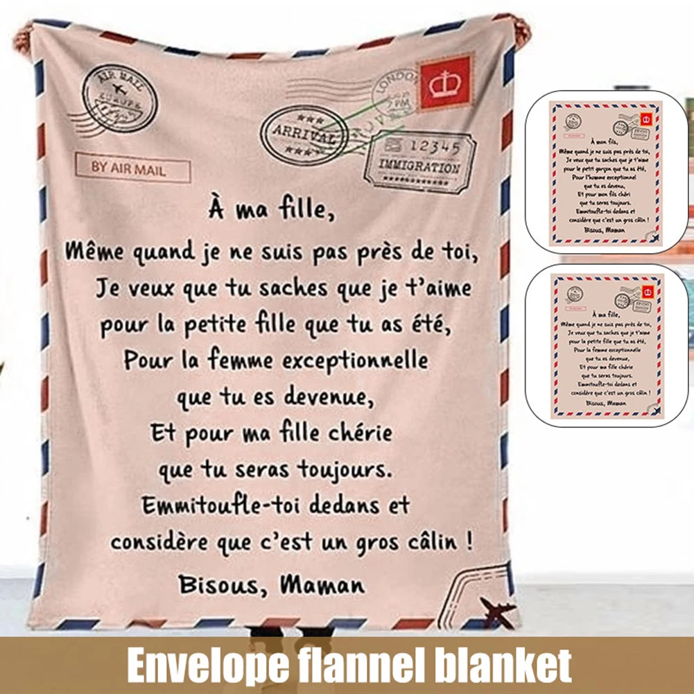 

Soft Warm Fleece Blanket Winter Sheet Bedspread Sofa Throw French Letter Printed Quilts Air Mail Blankets Family Love Gifts