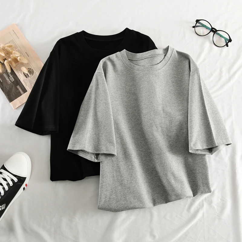 

2021 summer fashion hot sale short-sleeved t-shirt women ins tide net red loose candy color round neck all-match casual top new