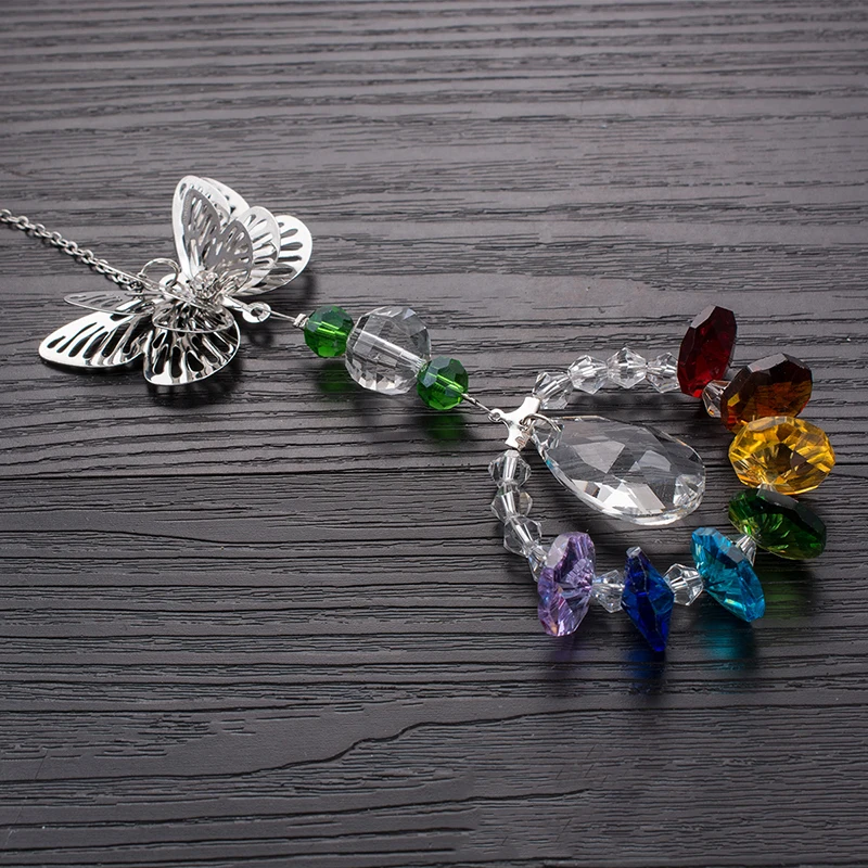 

Хрустальная металлическая подвеска в виде кольца-бабочки, подвеска в виде шара, мультяшное ювелирное изделие, Хрустальная подвеска