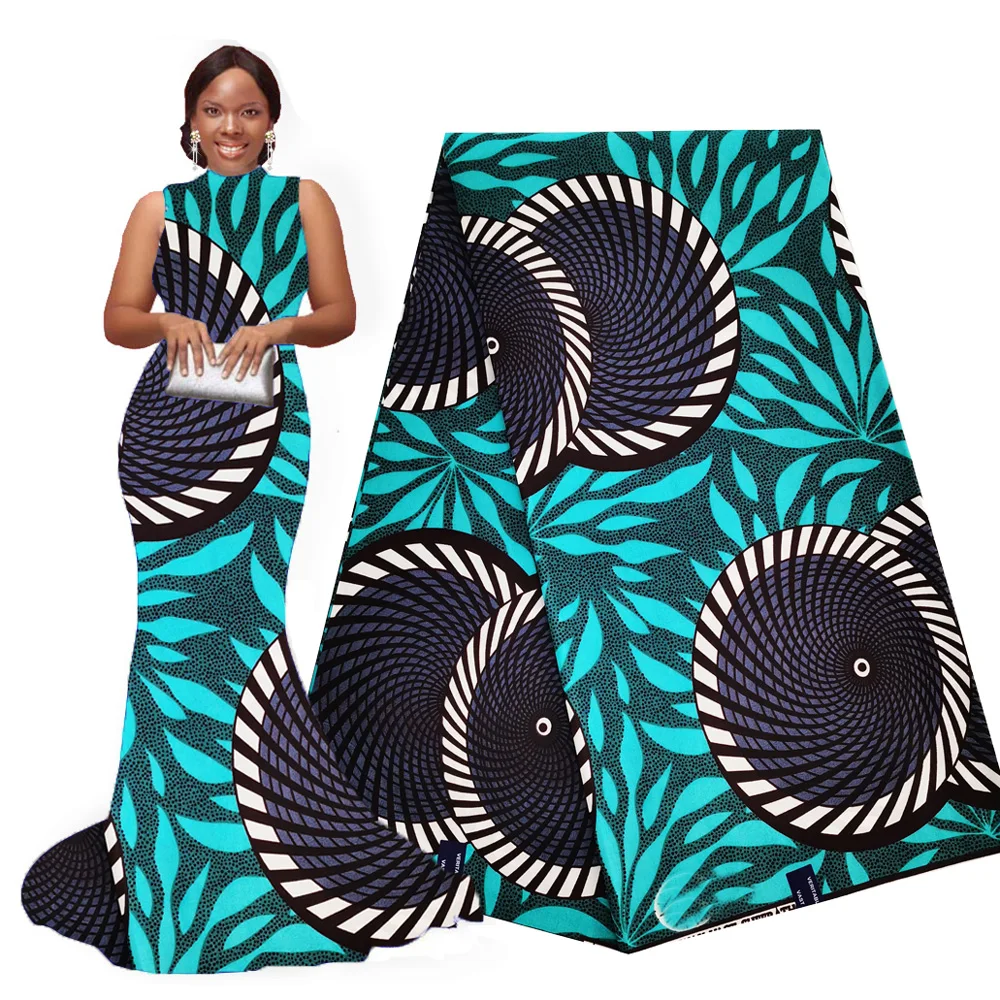 Анкара Африки полиэстер воск принты ткань темно синего цвета морской волны