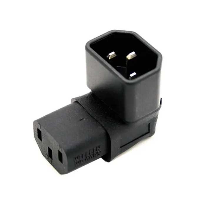 

100pcs/lot IEC Male C14 to IEC C13 Female 90 Degree UP or Down angled Power Extension Adapter