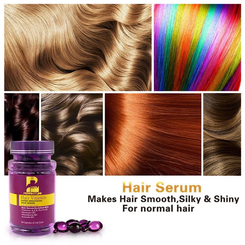 

50pcs Smooth Silky Hair Serum Moroccan Oil Anti Hair Loss Hair Mask Repair Damaged Hair Vitamin Capsule Pro Keratin Complex Oil