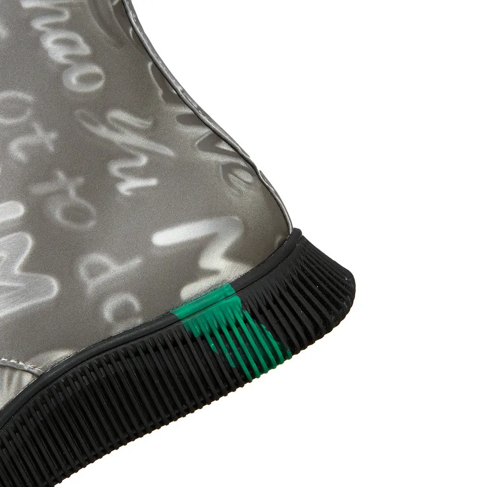 

2 Color Shoelace European American Round Toe Mixed Metal Special Material Short Boots Low-heeled Warm Lace Ankle Boots for Women