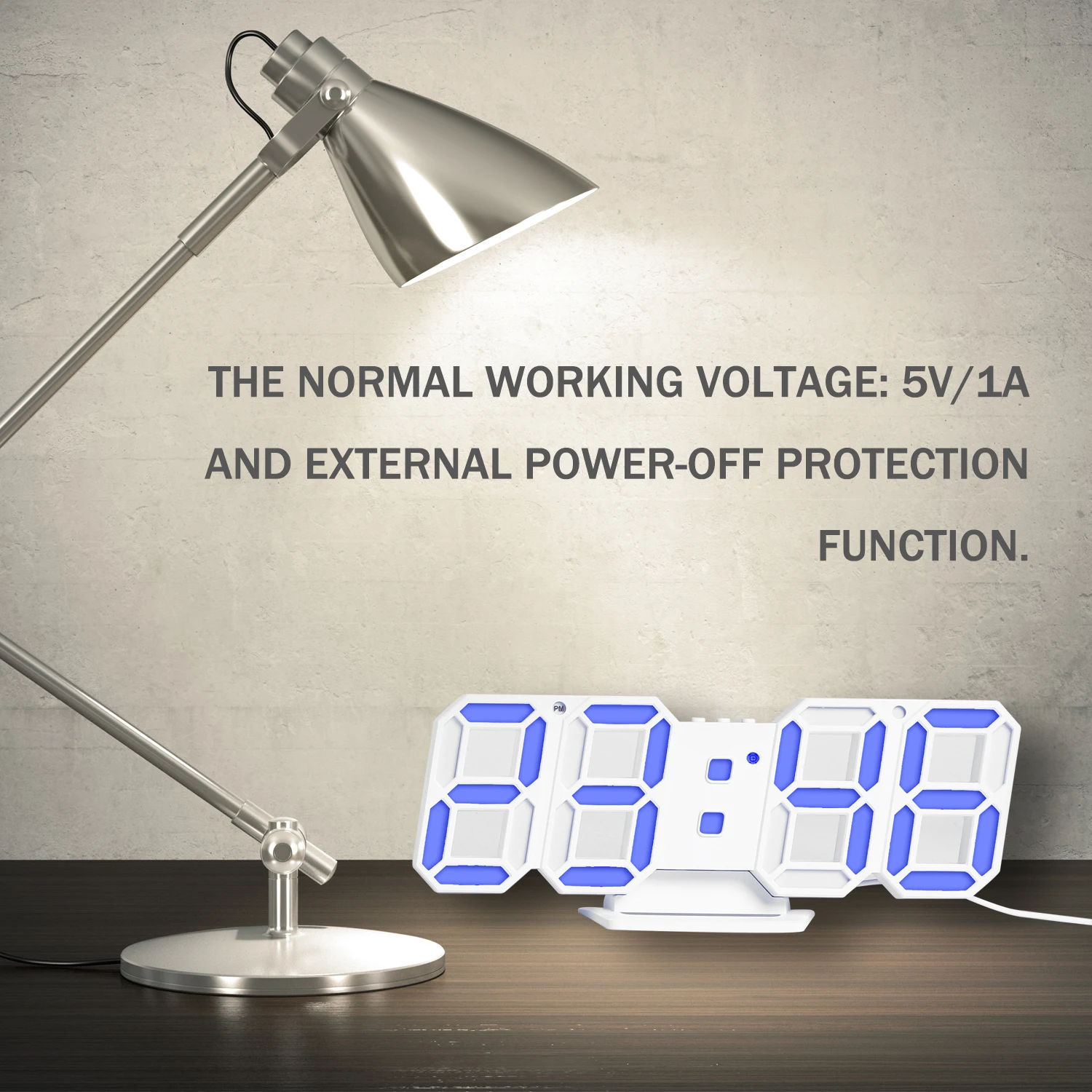 LED Digital Clock 3D Electronic Table Alarm Wall Glowing Hanging Clocks Temperature Display Home Decoration | Дом и сад