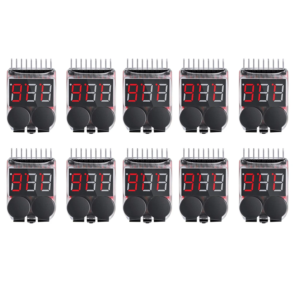

10pcs 1S-8S Battery Voltage Meter Tester Lipo Battery Monitor Buzzer Alarm Indicator For Lipo Li-Ion Limn Li-Fe Battery