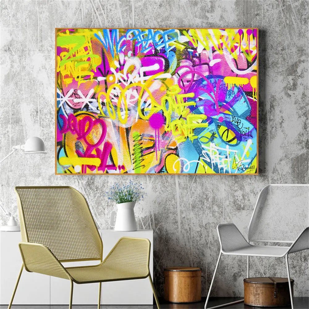 

Abstract Street Colorful Graffiti Pop Art Poster On Canvas Painting Print Wall Picture For Living Room Home Decoration Frameless