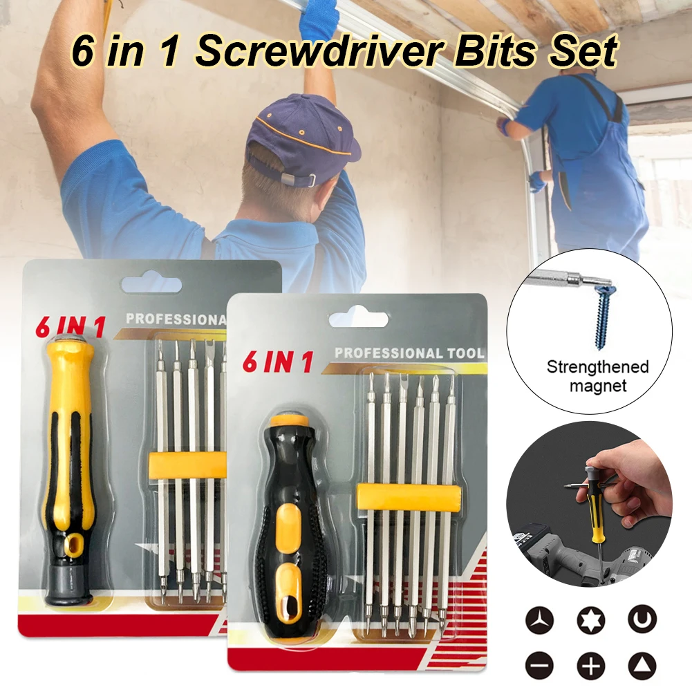 7PCS Magnetic Screwdriver Bits Set With 6 Double-Ended Bits Hex Torx Screwdriver Bit Home Repairing Hand Tool