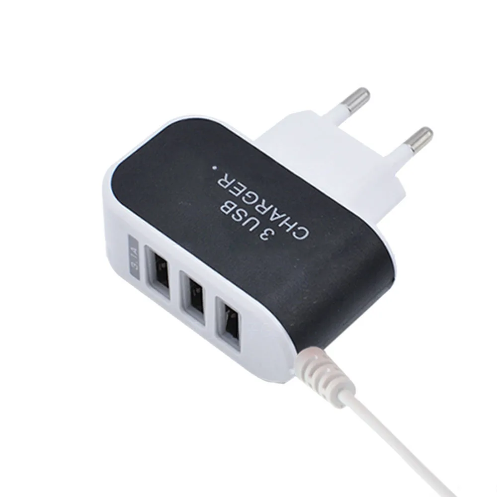 EU US мобильный телефон зарядное устройство 3 USB с зарядным кабелем 5V 2A линия 1M