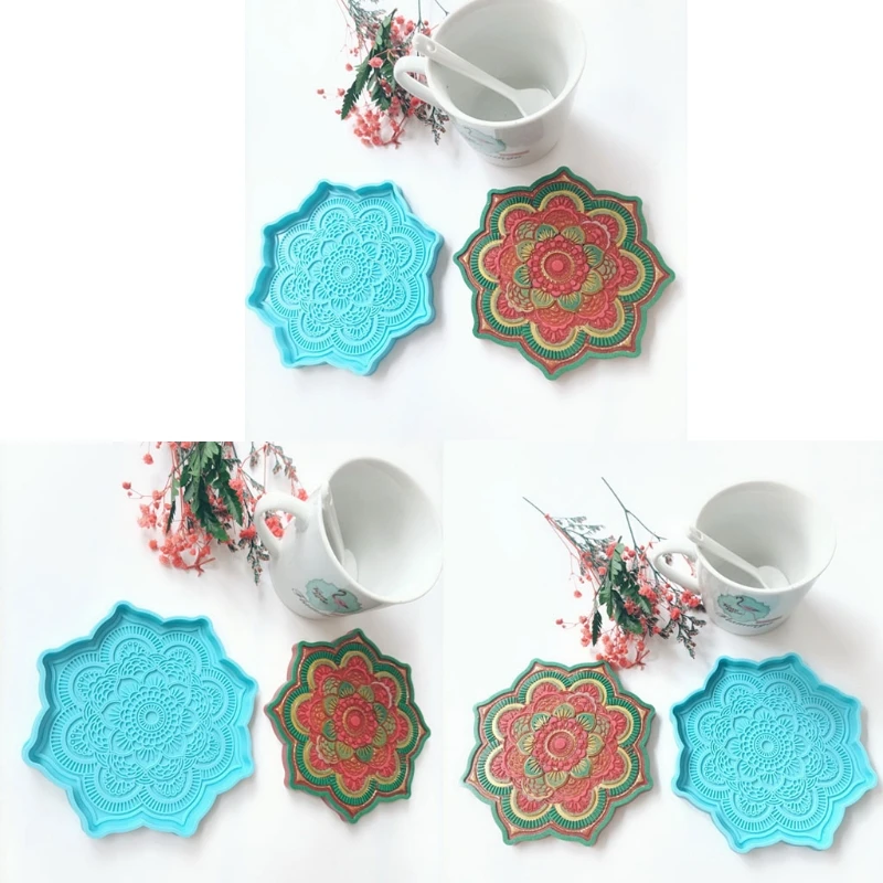 

3 Pcs Flower Shaped Coaster Epoxy Resin Mold Cup Mat Casting Silicone Mould DIY Crafts Home Decoration Ornaments Making Tool
