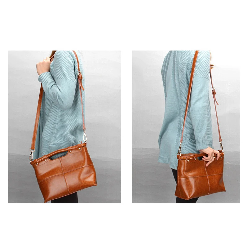 

LIKETHIS Large Capacity Genuine Leather Women Handbag Solid Color Vintage Fashion Luxury Shoulder Bags Female Torebka Damska