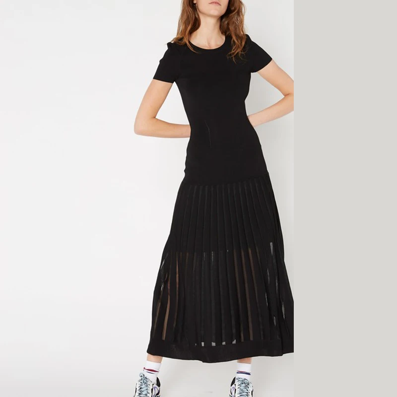 CAMIA 2019 осенний Новый свитер с круглым вырезом тонкое ажурное вязаное платье