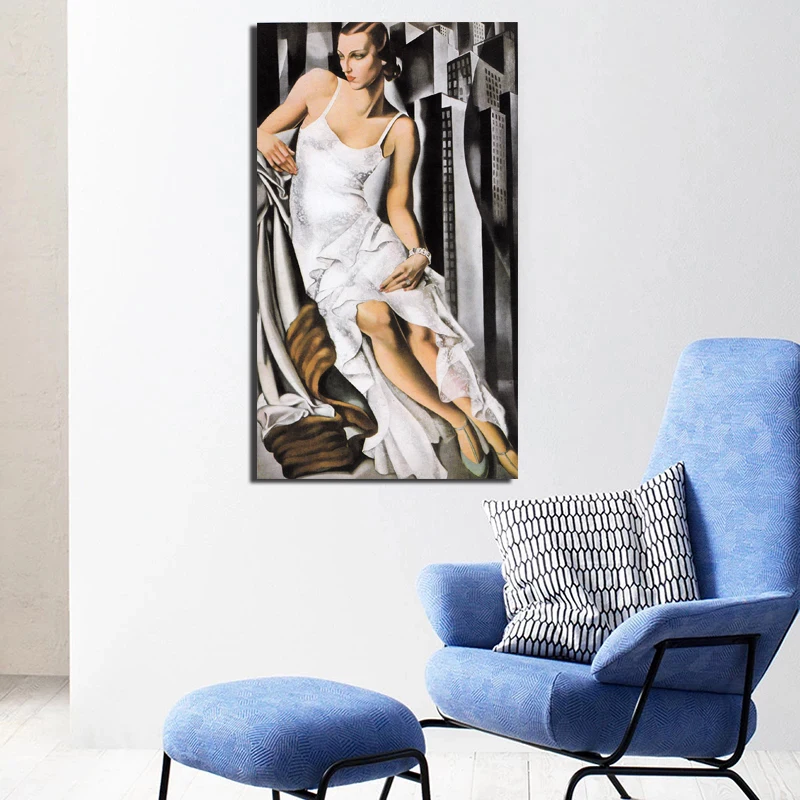 Tamara de Lempicka женское белое платье холст живопись печать гостиная домашний декор