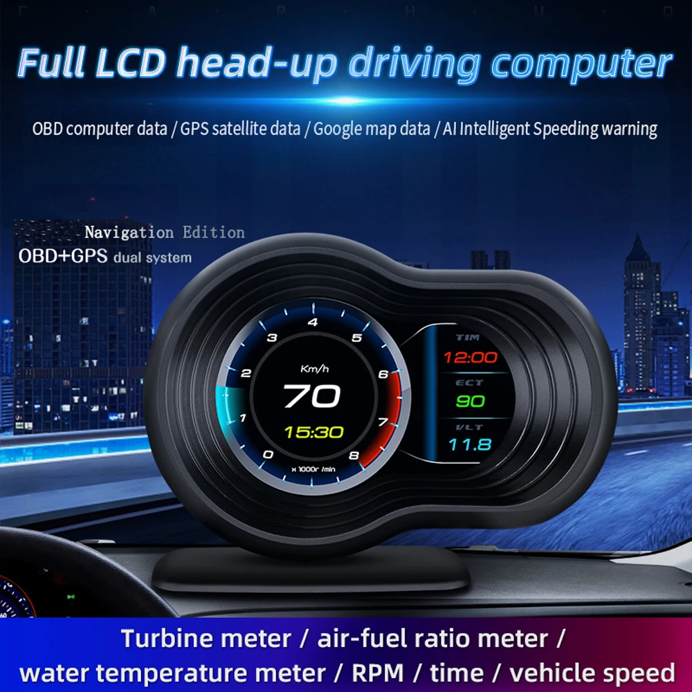 

HUD OBD2 головой вверх Дисплей Цифровой walkie talkie автомобильное проекционный Спидометр турбо температуры масла автомобиля GPS навигации датчик с...