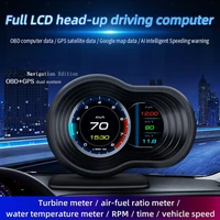 hud obd2 head up display digital car speedometer projector turbo oil temp car gps navigation gauge smart gadgets