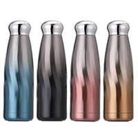 stainless steel bullet thermos cup gradient color anti slip pattern double walled water cup leak proof sports flask