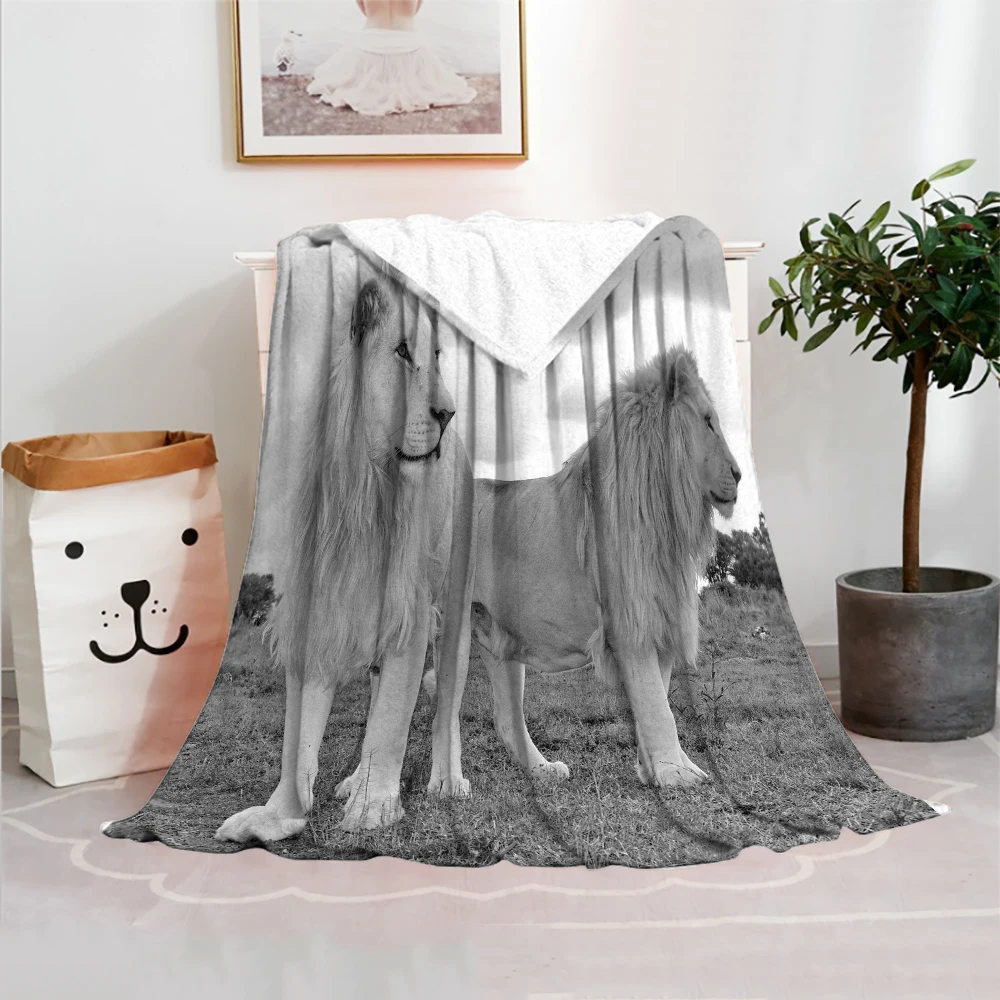 

Winter Fleece Blanket Lion Bedspread Bed Cover Coverlet Blanket Flannel Throws Blankets Lightweight