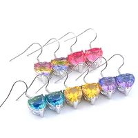 mix 5 pairs xmas gifts big offer heart bi colored tourmaline gemstone silver teardrop earrings