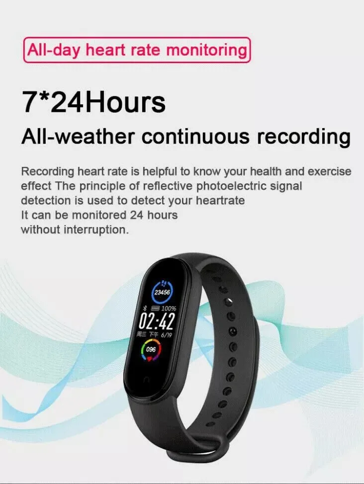 

M5 Men Women Smart Band Bracelet IP67 Waterproof Smarthwatch Blood Pressure Fitness Tracker Smartband Fitness Wristbands