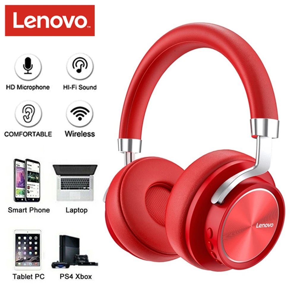 

Lenovo Bluetooth Headset Wireless Foldable Computer Headphone With Noise Cancelling Sports Running Stereo Gaming Earphone