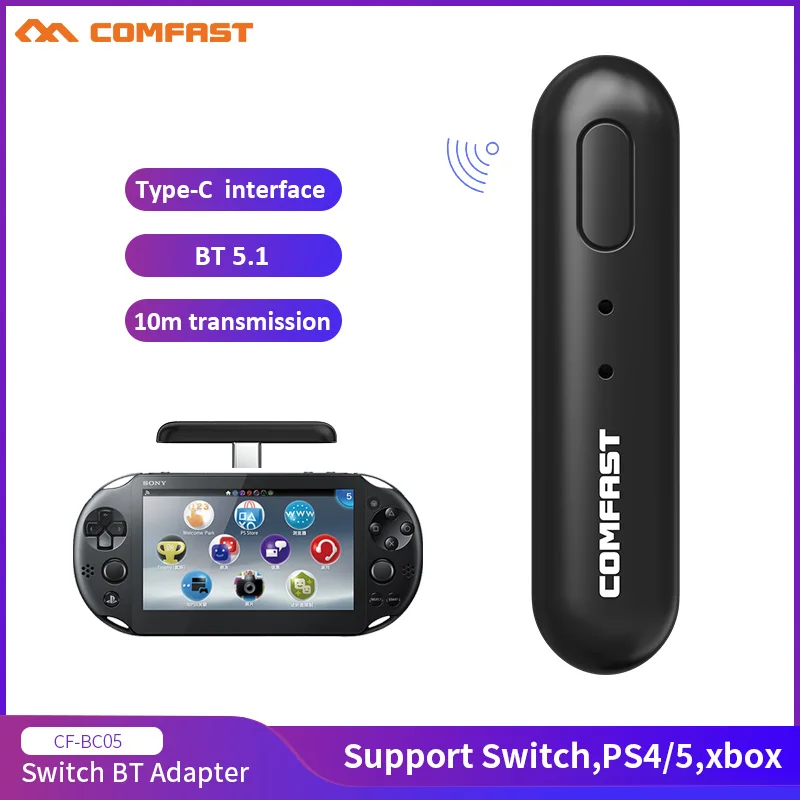 

Switch Bluetooth Audio Transmitter Type-C USB Adapter BT 5.1 Dongle Receiver for TV Speaker Mouse Laptop Gaming Device