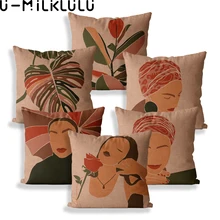 Vintage boêmio moda feminina casa decoração fronha 45*45 40x40 cor arte folhas capa de almofada para sofá senhora capa de almofada (3)