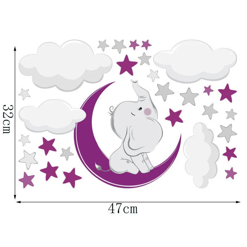 Наклейка на стену сделай сам в виде мультяшного слона для детской комнаты