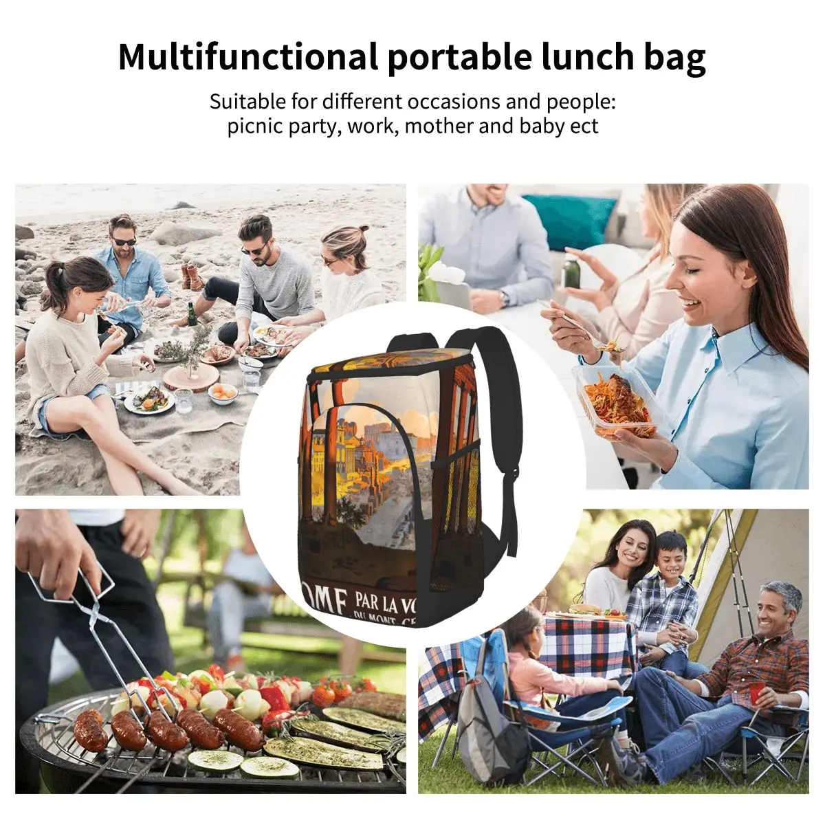 

Thermal Backpack Waterproof Thickened Cooler Bag Large Insulated Bag Picnic Cooler Backpack Refrigerator Bag Vintage Rome