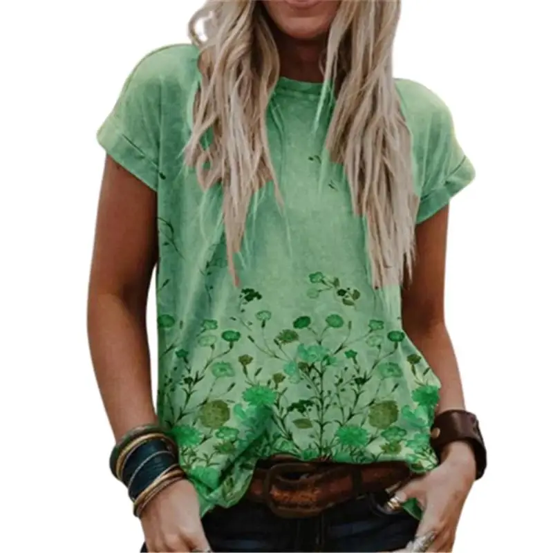 

5XL Summer Floral Print T Shirt Women 2021 New Fashion Casual Short Sleeve O-Neck Plus Size Tops Ladies Streetwear Tee Clothes
