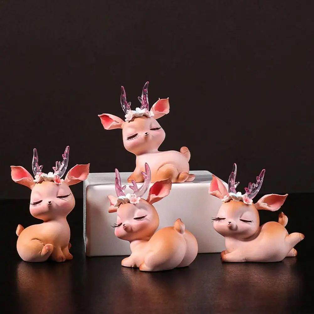 Полимерная статуя оленя настольная милая Спящая детская статуэтка мини 3D олень