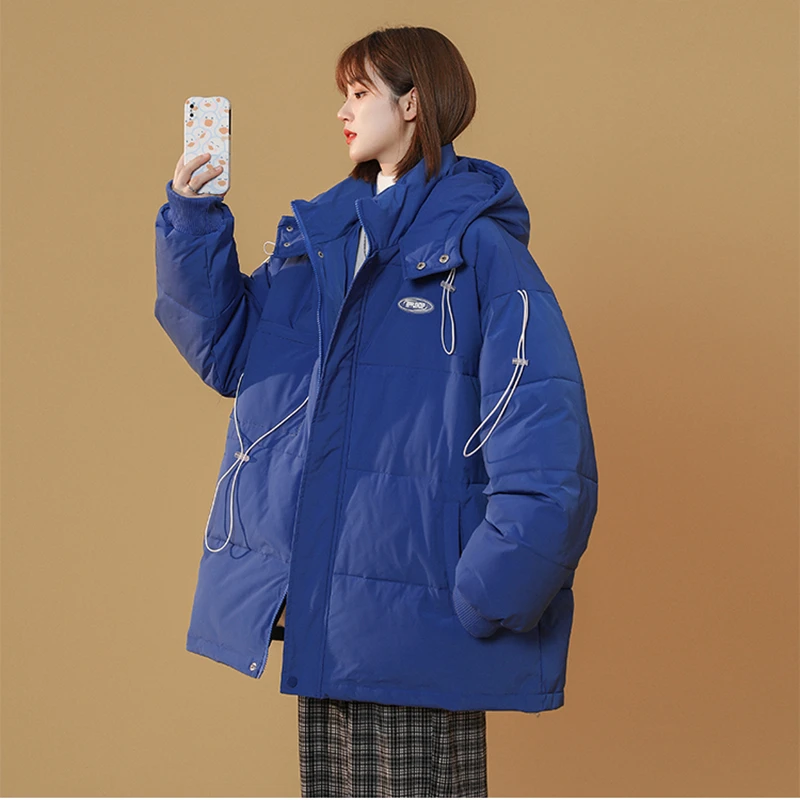 

Winter Women's Puffer Jackets Plus Size Baggy Thickening Warm Hooded Outwear Harajuku Fashion Cotton Padded Bubble Parkas Coats