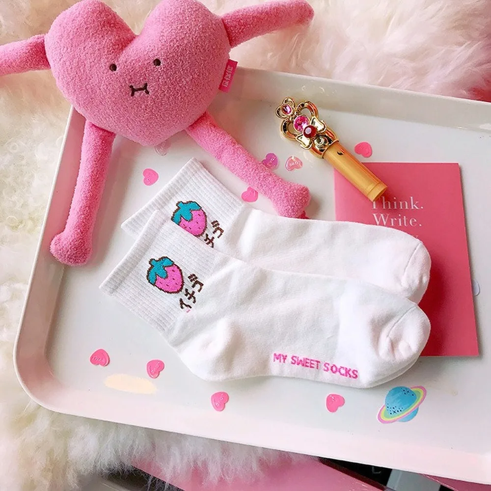 Женские носки японские милые кавайные Носки с рисунком фруктов женские